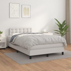 Atsperu gulta ar matraci, balta, 120x200 cm, mākslīgā āda