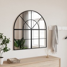 Sienas spogulis, melns, 80x80 cm, arkas forma, dzelzs