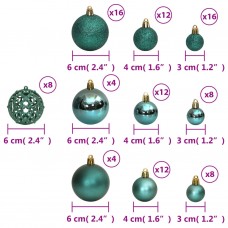 Ziemassvētku eglītes bumbiņas, 100 gab., zaļas, 3 / 4 / 6 cm