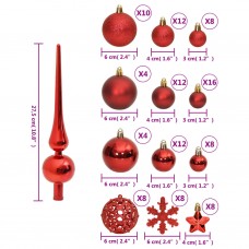 Ziemassvētku eglītes rotājumi, 111 daļas, sarkans polistirols