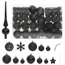 Ziemassvētku eglītes rotājumi, 111 gab., melns polistirols