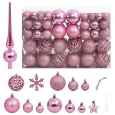 Ziemassvētku eglītes rotājumi, 111 daļas, rozā polistirols