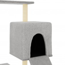 Kaķu māja ar sizala stabiem nagu asināšanai, 130,5 cm, pelēka