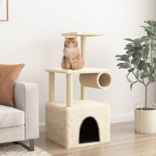 Kaķu māja ar sizala stabiem, 109,5 cm, krēmkrāsas