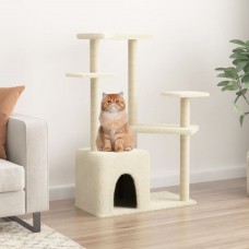 Kaķu māja ar sizala stabiem, 107,5 cm, krēmkrāsas