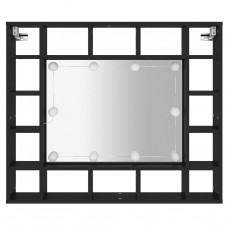 Skapītis ar led un spoguli, melns, 91x15x76,5 cm