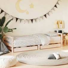 Bērnu gultas rāmis ar atvilktnēm, 90x200 cm, priedes masīvkoks