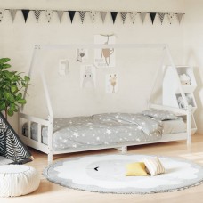Bērnu gultas rāmis, balts, 90x190 cm, priedes masīvkoks