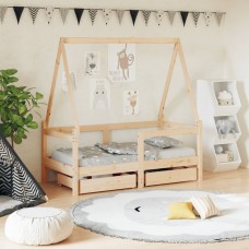Bērnu gultas rāmis ar atvilktnēm, 70x140 cm, priedes masīvkoks