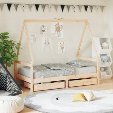 Bērnu gultas rāmis ar atvilktnēm, 80x160 cm, priedes masīvkoks