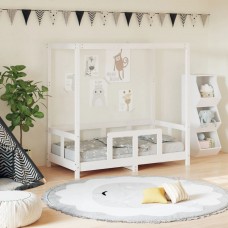 Bērnu gultas rāmis, priedes masīvkoks, 70x140 cm, balts