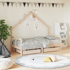 Bērnu gultas rāmis ar atvilktnēm, 80x160 cm, priedes masīvkoks