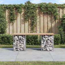 Dārza sols, gabiona dizains, 103x31x42 cm, priedes masīvkoks