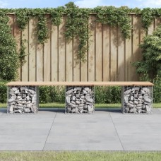 Dārza sols, gabiona dizains, 203x44x42 cm, priedes masīvkoks