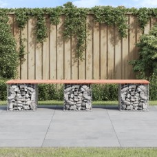 Dārza sols, gabiona dizains, 203x44x42 cm, egles masīvkoks