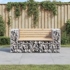 Dārza sols, gabiona dizains, 143x71x65,5 cm, priedes masīvkoks