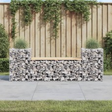 Dārza sols, gabiona dizains, 183x41x60,5 cm, priedes masīvkoks