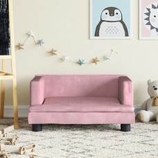Bērnu dīvāns, rozā, 60x40x30 cm, samts