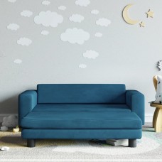Bērnu dīvāns ar soliņu, zils, 100x50x30 cm, samts
