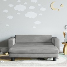Bērnu dīvāns ar soliņu, gaiši pelēks, 100x50x30 cm, samts