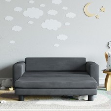 Bērnu dīvāns ar soliņu, tumši pelēks, 100x50x30 cm, samts