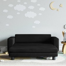 Bērnu dīvāns ar soliņu, melnu, 100x50x30 cm, samts