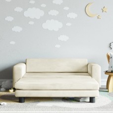 Bērnu dīvāns ar soliņu, krēmkrāsas, 100x50x30 cm, samts