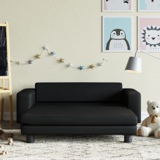 Bērnu dīvāns ar soliņu, melns, 100x50x30 cm, mākslīgā āda