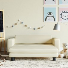 Bērnu dīvāns ar soliņu, krēmkrāsas, 100x50x30 cm, mākslīgā āda