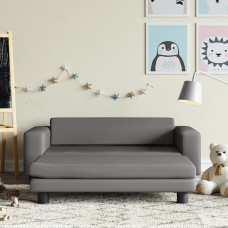 Bērnu dīvāns ar soliņu, pelēks, 100x50x30 cm, mākslīgā āda
