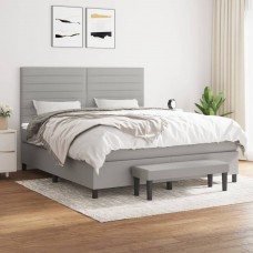 Atsperu gulta ar matraci, gaiši pelēka audums, 160x200 cm