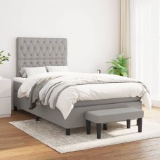 Atsperu gulta ar matraci, gaiši pelēka audums, 120x200cm