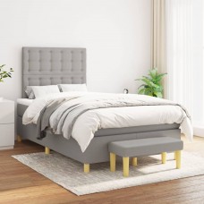 Atsperu gulta ar matraci, gaiši pelēka audums, 120x200cm
