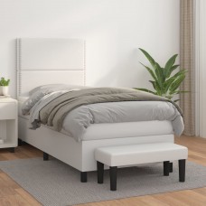 Atsperu gulta ar matraci, balta, 100x200 cm, mākslīgā āda