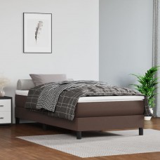 Atsperu gulta ar matraci, brūna, 90x200 cm, mākslīgā āda