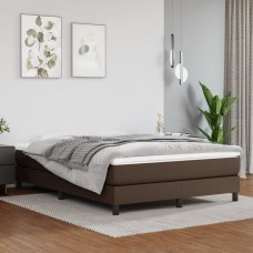Atsperu gulta ar matraci, brūna, 140x200 cm, mākslīgā āda