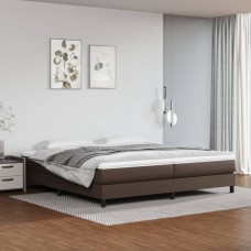 Atsperu gulta ar matraci, brūna, 200x200 cm, mākslīgā āda