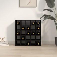 Vīna pudeļu plaukts, melns, 56x25x56 cm, priedes masīvkoks