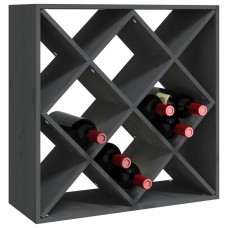 Vīna pudeļu plaukts, pelēks, 62x25x62 cm, priedes masīvkoks