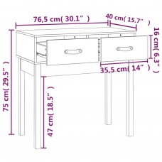 Konsoles galdiņš, pelēka, 76,5x40x75 cm, priedes masīvkoks