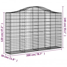 Arkveida gabiona grozi, 4 gb., 200x30x120/140cm, cinkota dzelzs