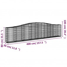 Arkveida gabiona grozi, 4 gb., 400x30x80/100cm, cinkota dzelzs