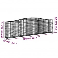 Arkveida gabiona grozi, 2 gb., 400x30x100/120cm, cinkota dzelzs