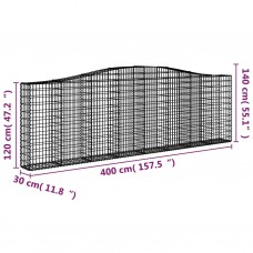 Arkveida gabiona grozi, 2 gb., 400x30x120/140cm, cinkota dzelzs