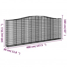 Arkveida gabiona grozi, 5 gb., 400x30x140/160cm, cinkota dzelzs