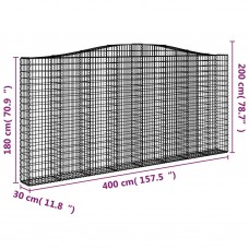 Arkveida gabiona grozi, 3 gb., 400x30x180/200cm, cinkota dzelzs