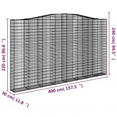 Arkveida gabiona grozi, 2 gb., 400x30x220/240cm, cinkota dzelzs