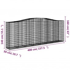 Arkveida gabiona grozi, 4 gb., 400x50x140/160cm, cinkota dzelzs