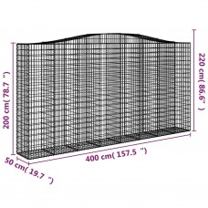 Arkveida gabiona grozi, 4 gb., 400x50x200/220cm, cinkota dzelzs