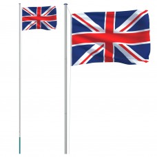Lielbritānijas karogs un masts, 6,23 m, alumīnijs
